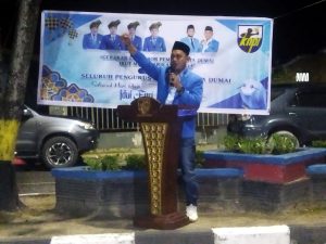 Foto Ketua Harian DPD KNPI Kota Dumai menyampaikan kata sambutan