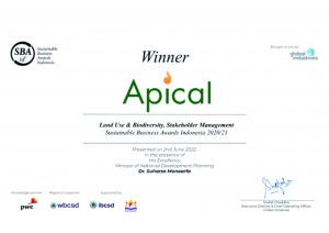 Foto Penghargaan yang di dapat Apical di Sustainable Business Award Indonesia 2020/2021