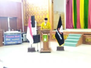 Foto Sekdako Dumai H. Indra Gunawan, S.IP. M.Si menyampaikan kata sambutan pada acara Pengukuhan Pengurus FPKD