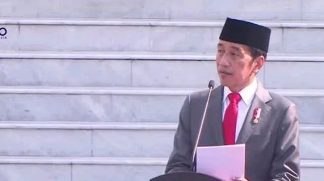 Foto Jokowi saat menyampaikan pidato. (dok: Antara)