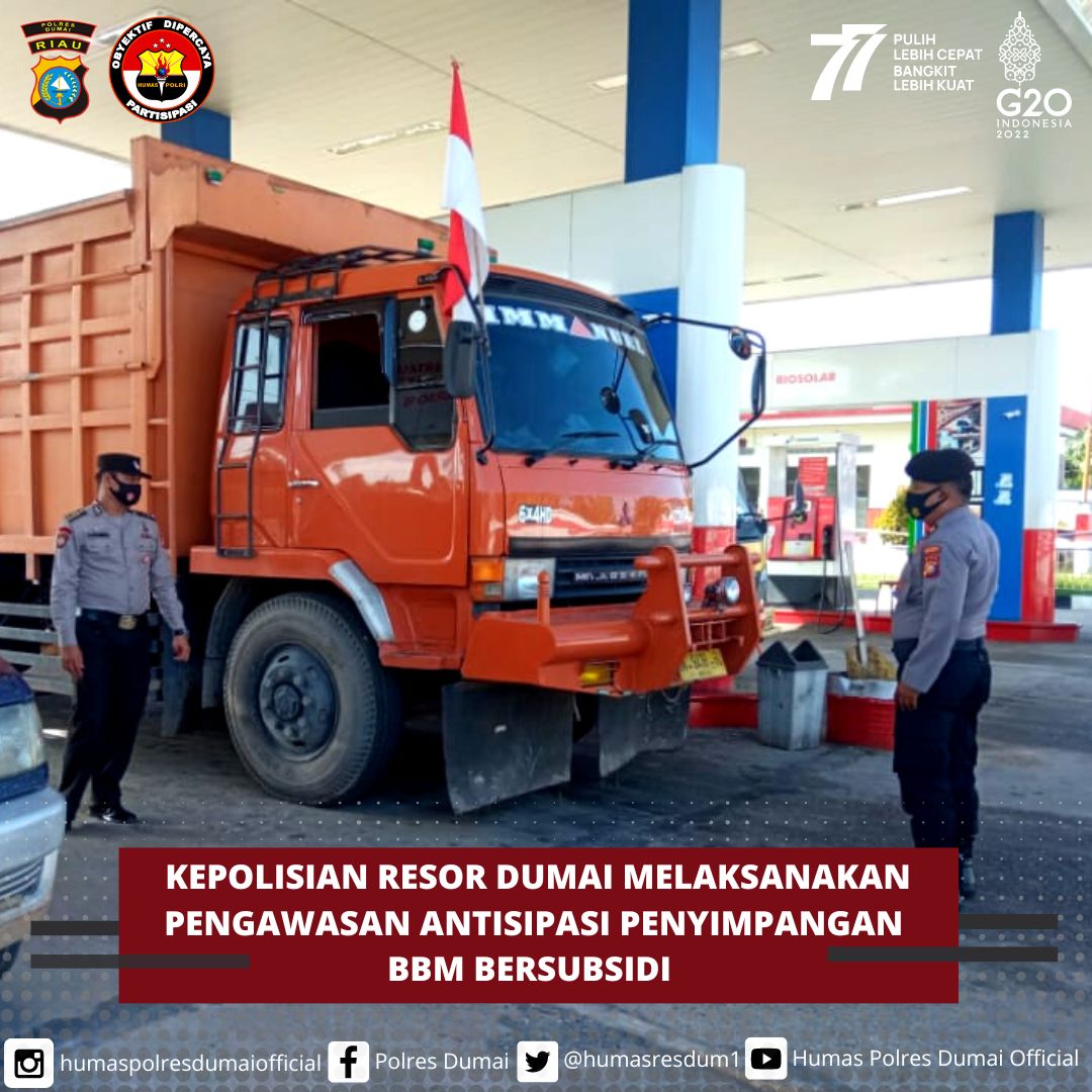 Foto anggota Polres Dumai melaksanakan pengawasan antisipasi penyimpangan BBM bersubsidi. (Dok: humas Polres Dumai)