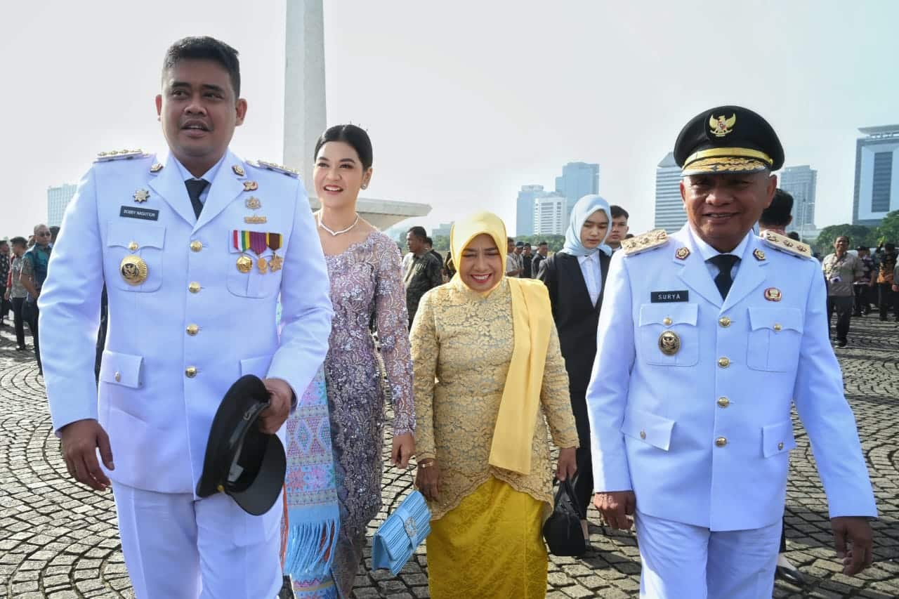 Foto : Gubernur Sumatera Utara terpilih Periode 2025-2030, M Bobby Afif Nasution bersama Wakilnya Surya.