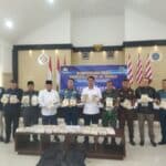 Foto : Konferensi Pers terkait penggagalan penyeludupan narkotika oleh tim gabungan Lanal Dumai di Gedung Wijaya Kusuma Mako Lanal Dumai.