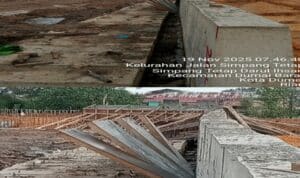 Foto : Pelaksanaan pembangunan tanggul sungai Dumai.