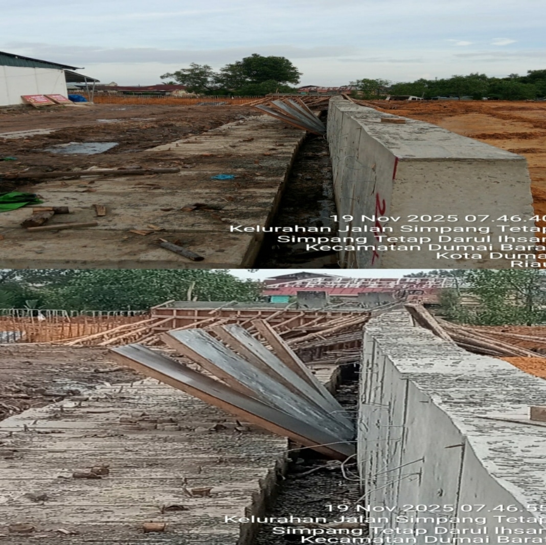 Foto : Pelaksanaan pembangunan tanggul sungai Dumai.